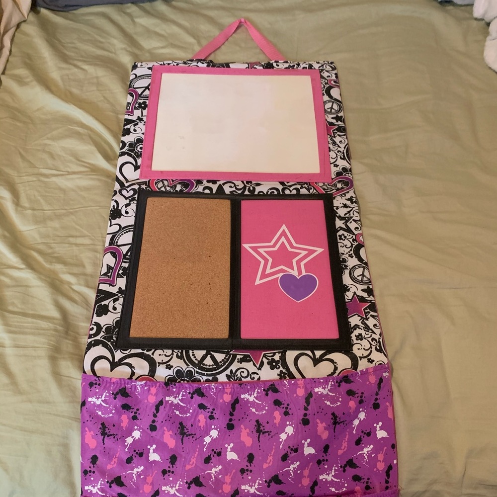 Hanging whiteboard and cork board